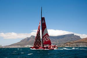 CAMPER sailing into the finish line off Cape Town.